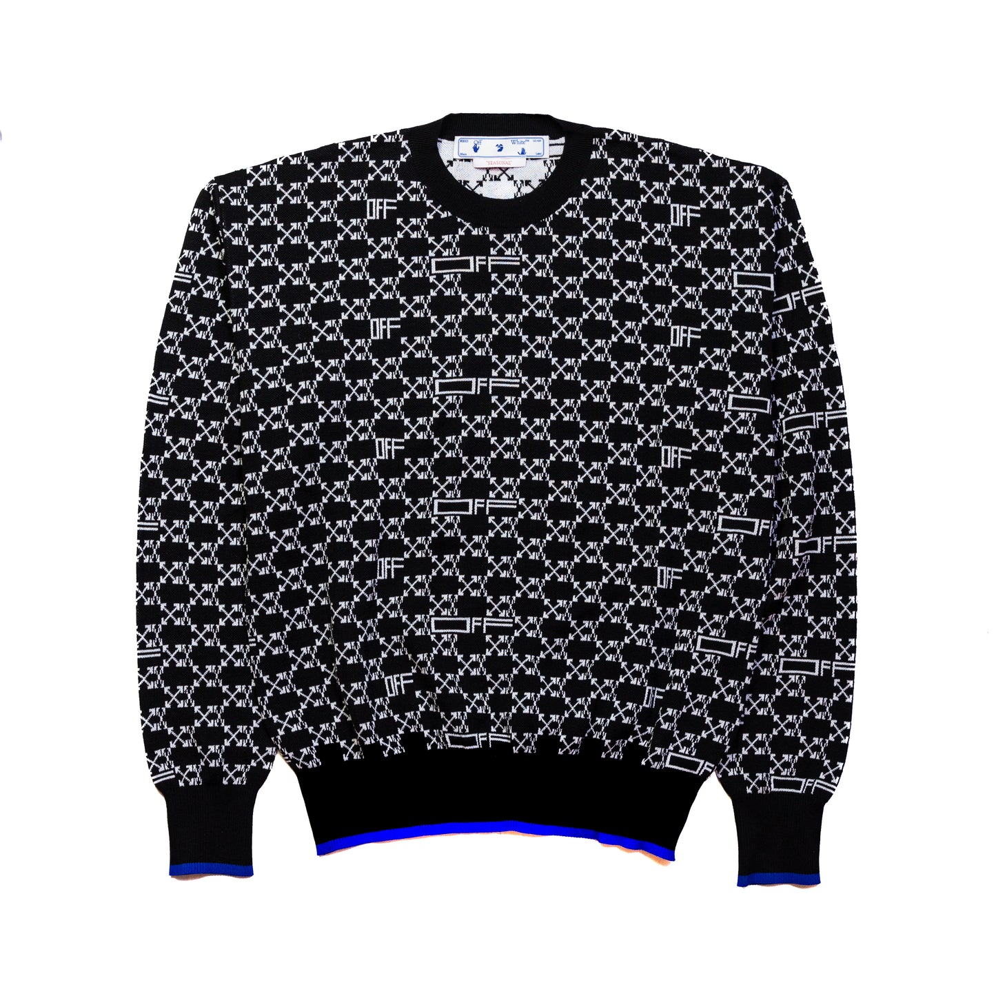 Off-White Monogram Allover Knitted Jumper Black - NOBLEMARS