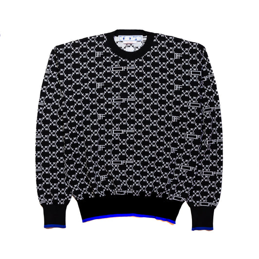 Off-White Monogram Allover Knitted Jumper Black - NOBLEMARS