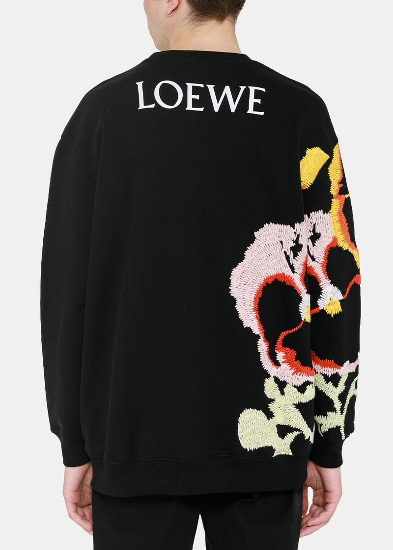 Loewe Black Pansies Embroidery Sweatshirt - NOBLEMARS