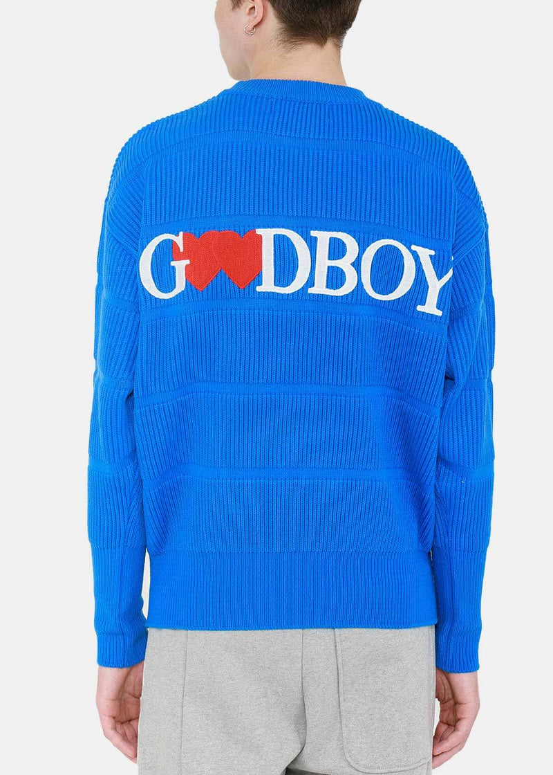 XOXOGOODBOY Blue Logo Embroidery Stripe Sweater - NOBLEMARS