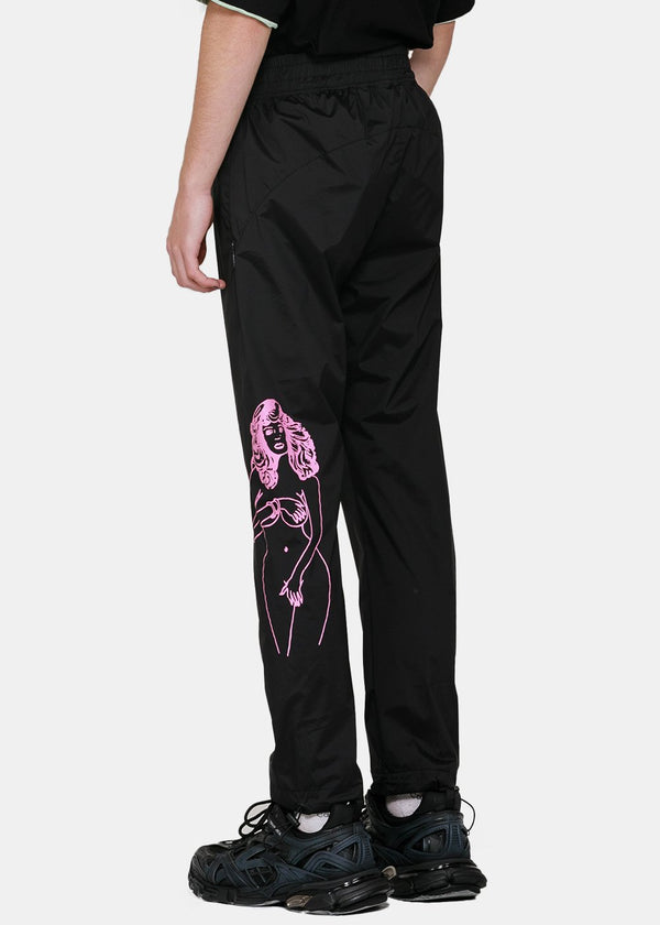 Palm Angels Black 'Woman' Print Sportpants - NOBLEMARS