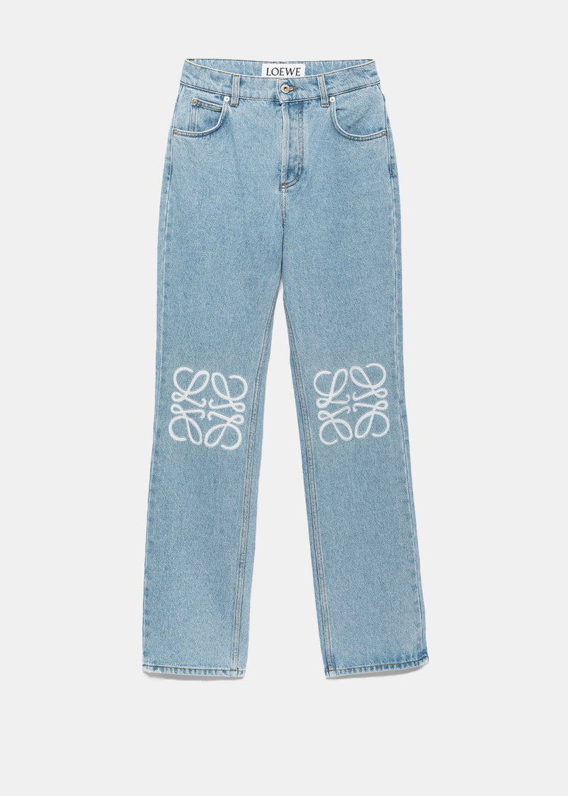 Loewe Wash Blue Anagram Cut-Out Jeans - NOBLEMARS