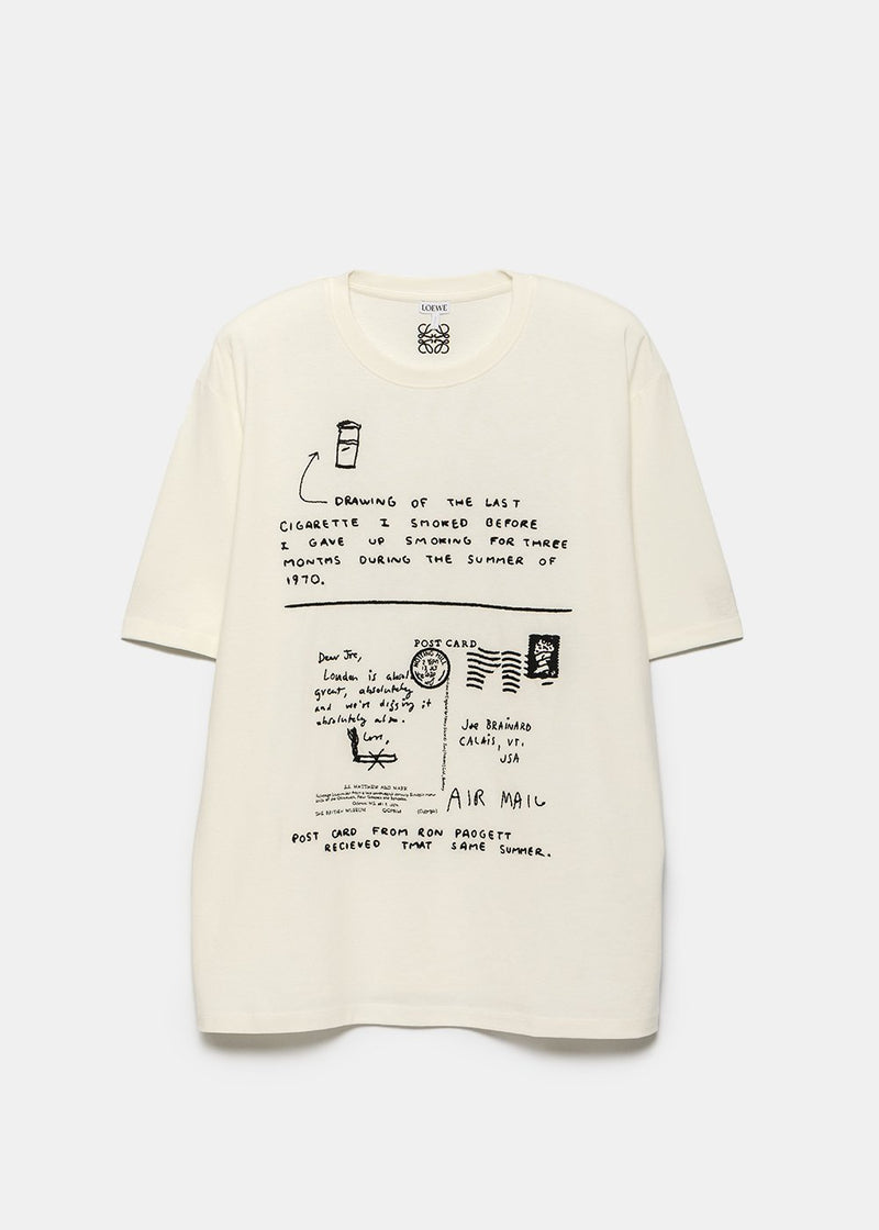 Loewe White Letter Embroidery T-Shirt - NOBLEMARS
