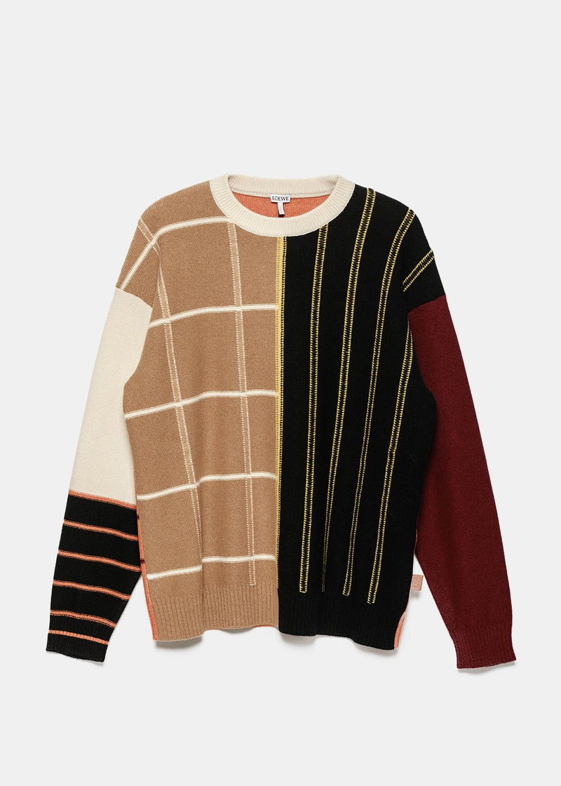 Loewe Multicolor Stripe Cashmere Patchwork Sweater - NOBLEMARS
