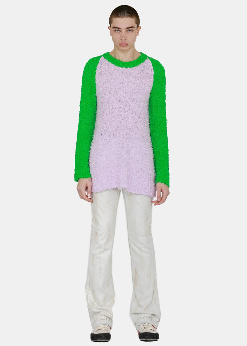 We11done Green & Pink Fluffy Knit Top - NOBLEMARS