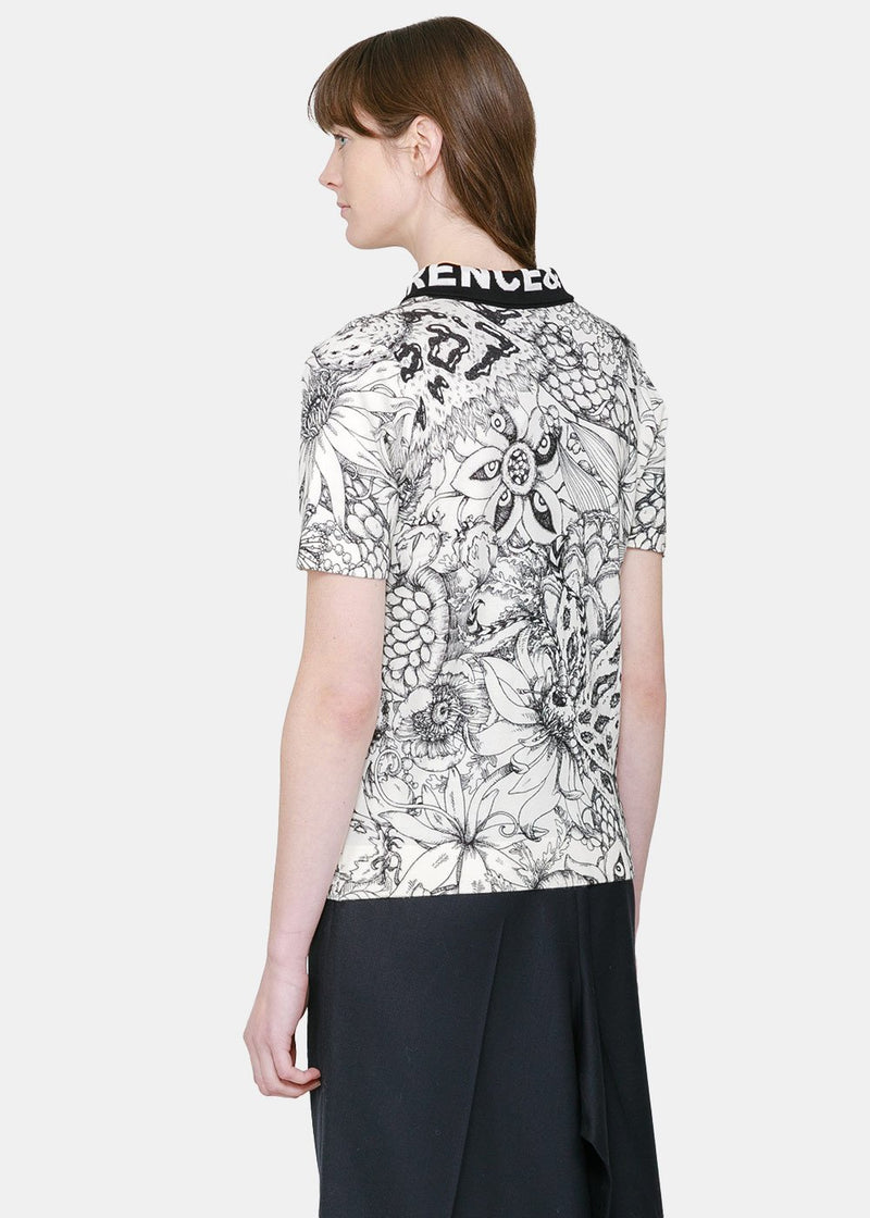 Laurence & Chico Black & White Floral Print Knit Polo - NOBLEMARS