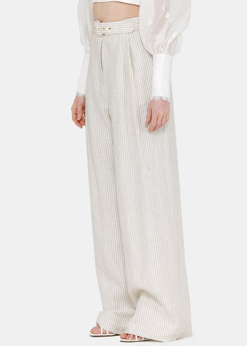 Zimmermann Natural Stripe Super Eight Striped Trousers - NOBLEMARS