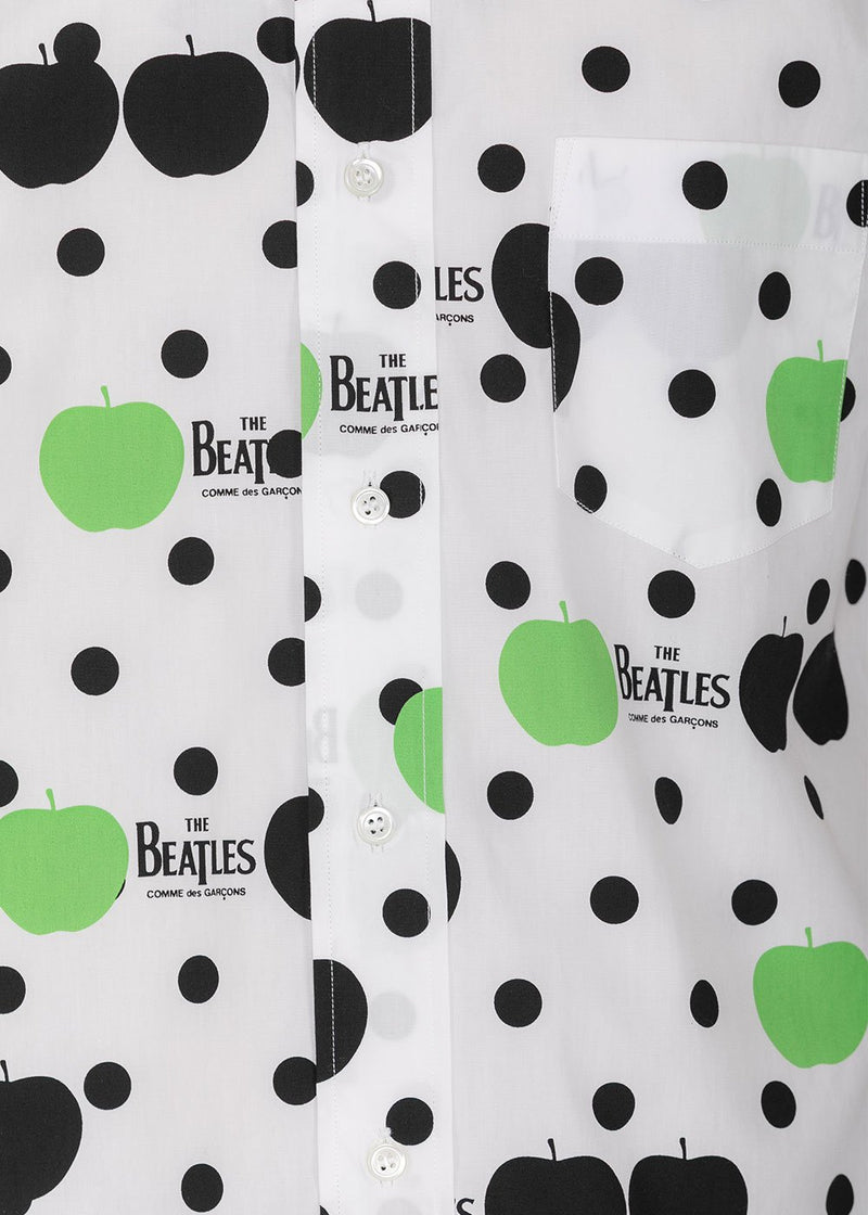 Comme des Garçons The Beatles White Logo & Apple Print Dot Shirt - NOBLEMARS