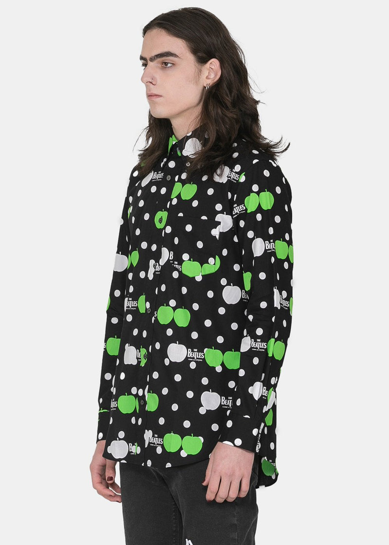 Comme des Garçons The Beatles Black Logo & Apple Print Dot Shirt - NOBLEMARS