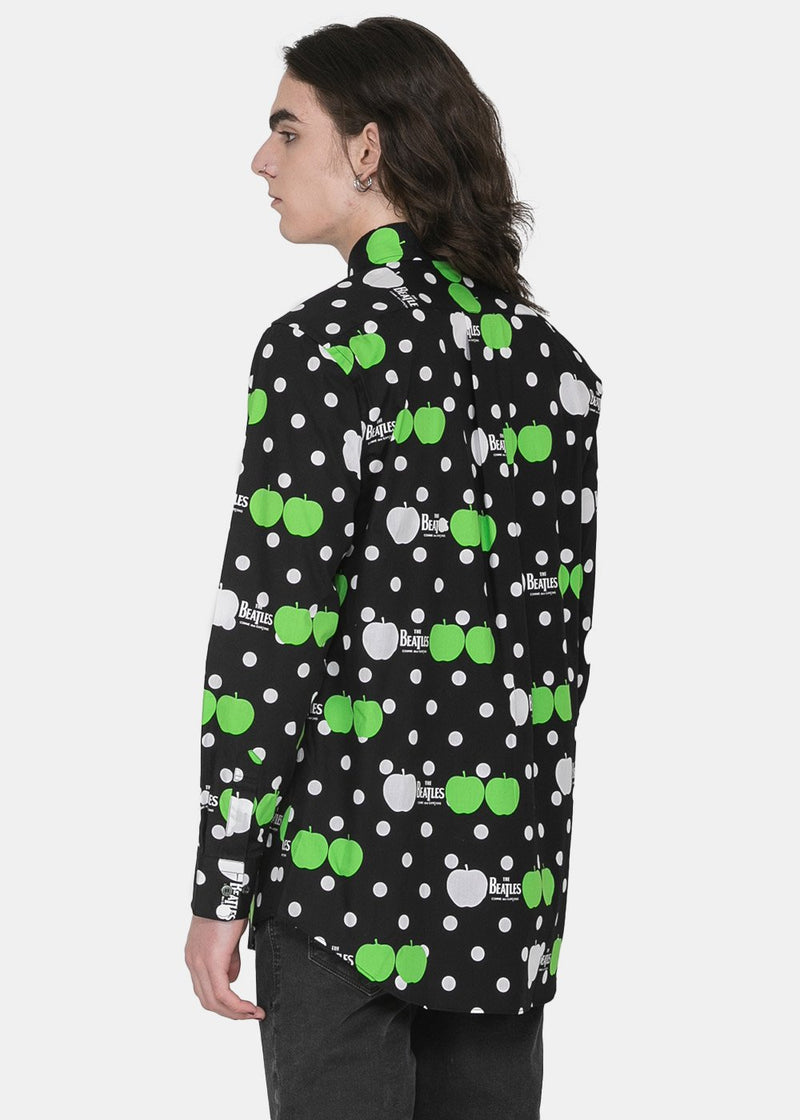 Comme des Garçons The Beatles Black Logo & Apple Print Dot Shirt