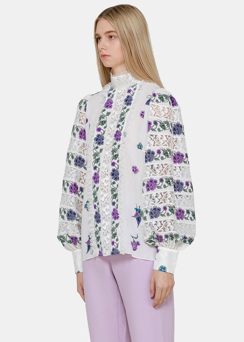 Andrew Gn White Floral Blouse - NOBLEMARS