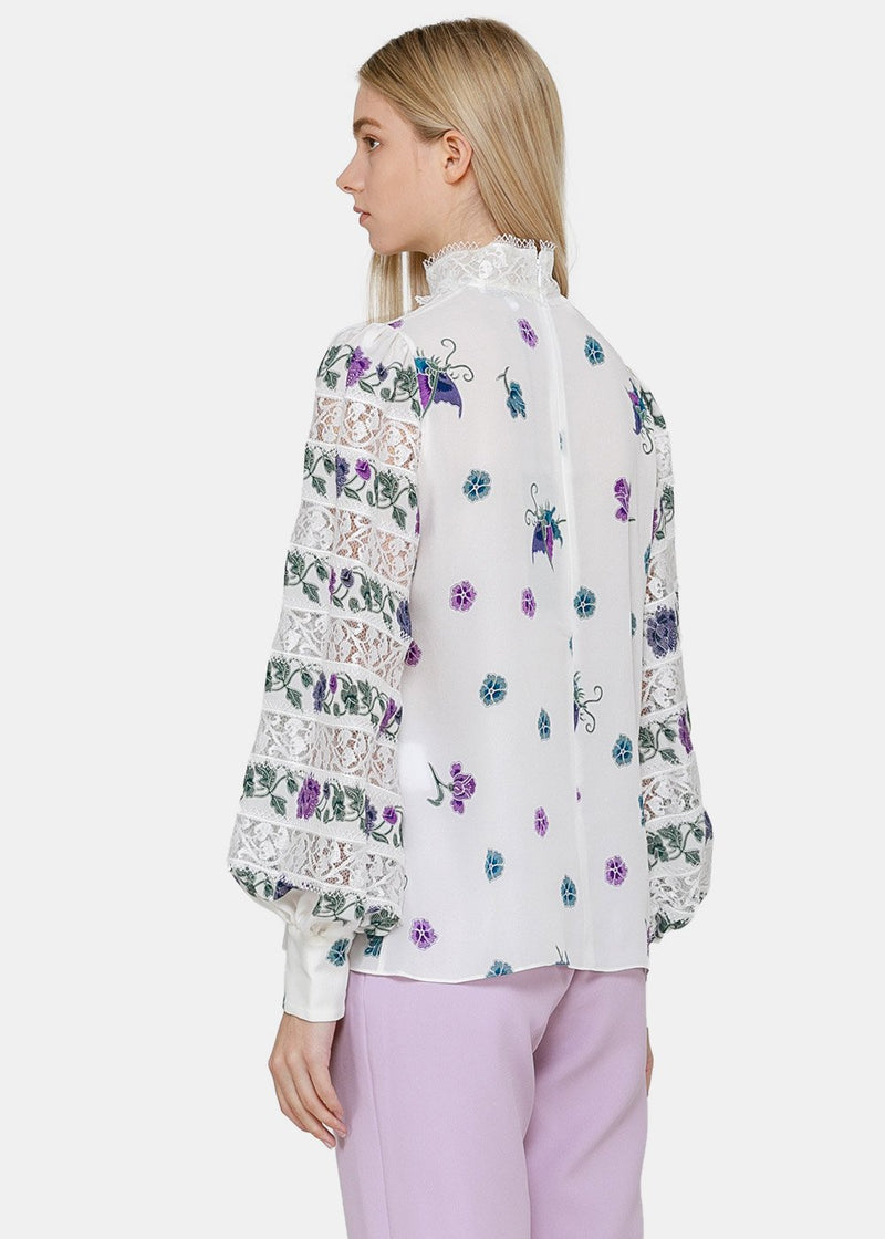 Andrew Gn White Floral Blouse - NOBLEMARS