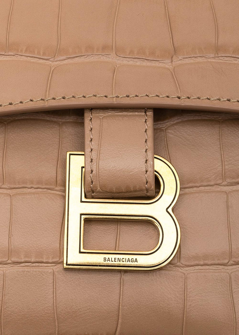 Balenciaga Nude Croc XS Soft Hourglass Bag - NOBLEMARS