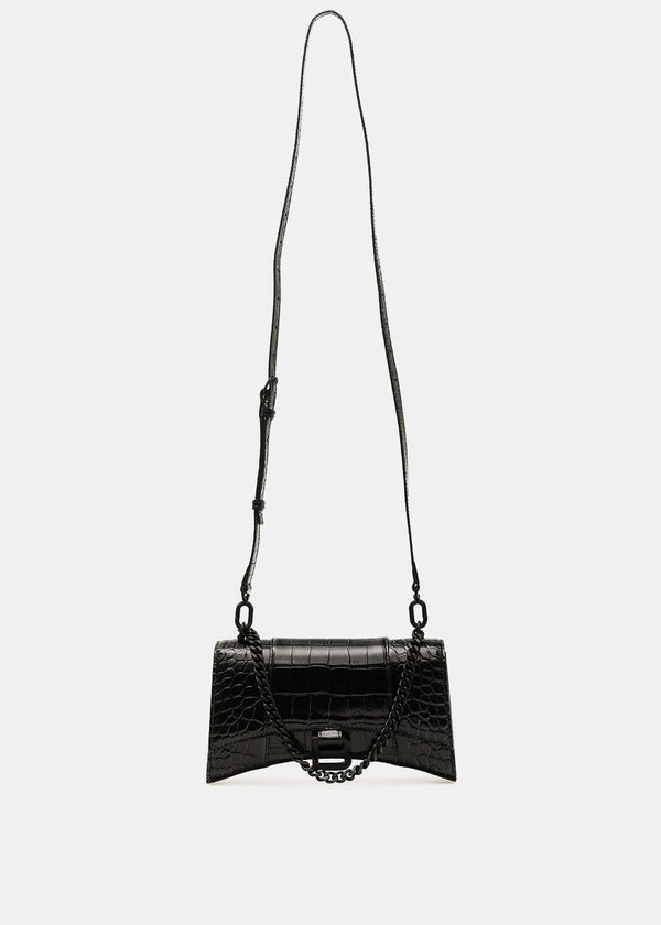 Balenciaga Black Croc XS Hourglass Bag - NOBLEMARS