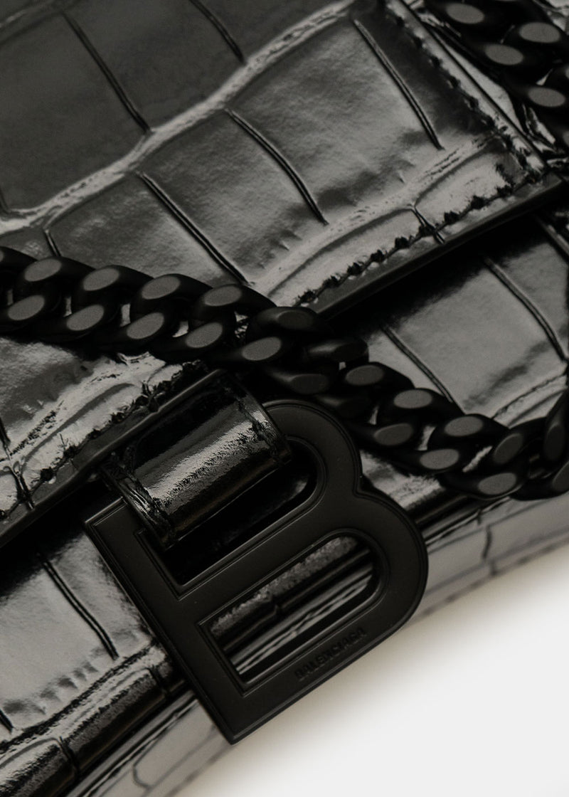 Balenciaga Black Croc XS Hourglass Bag - NOBLEMARS
