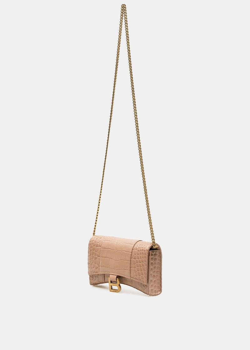 Balenciaga Nude Croc Hourglass Wallet Bag - NOBLEMARS
