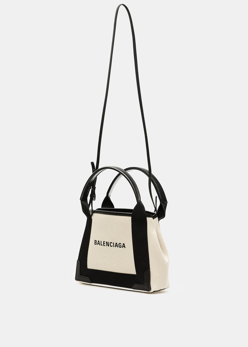 Balenciaga Beige & Black Cabas XS Bag - NOBLEMARS