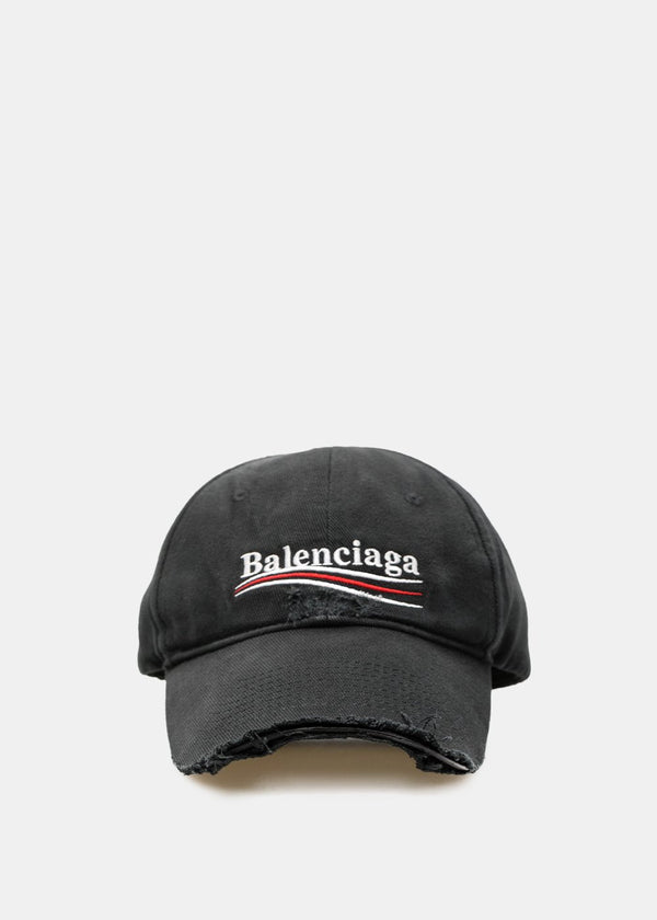 Balenciaga Black Destroyed Logo Cap - NOBLEMARS