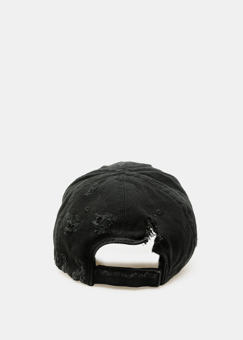 Balenciaga Black Destroyed Logo Cap - NOBLEMARS