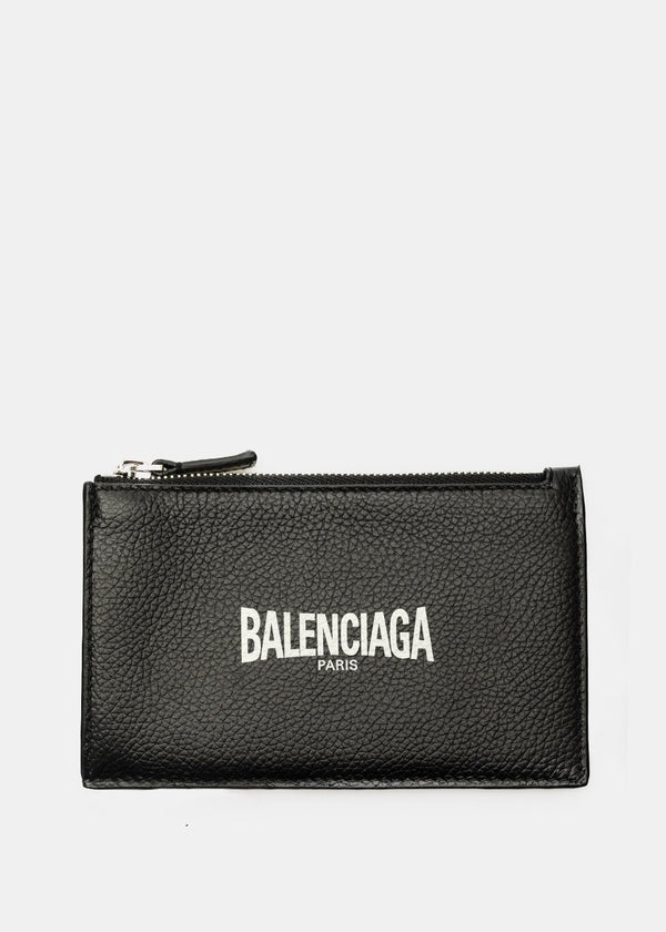 Balenciaga Black Logo Print Card Holder - NOBLEMARS