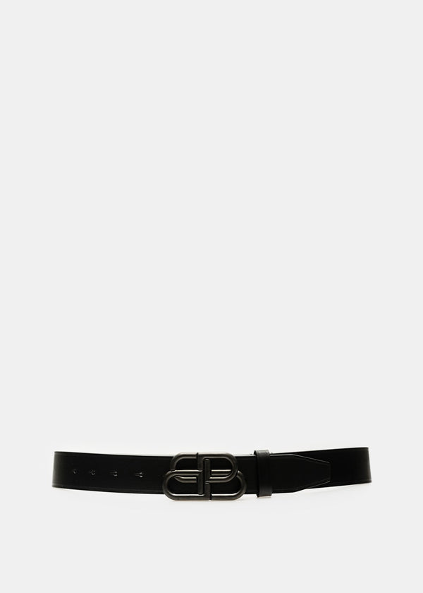 Balenciaga Black BB Logo Belt - NOBLEMARS
