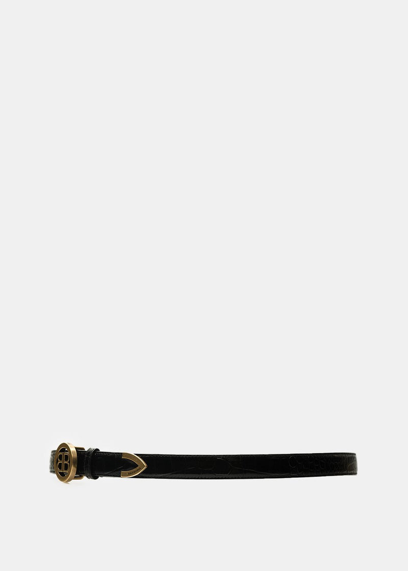 Balenciaga Black Croc Circled BB Belt - NOBLEMARS