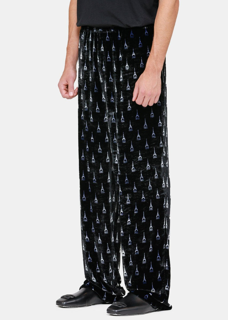 Balenciaga Black Velvet Pyjama Suit Pants - NOBLEMARS