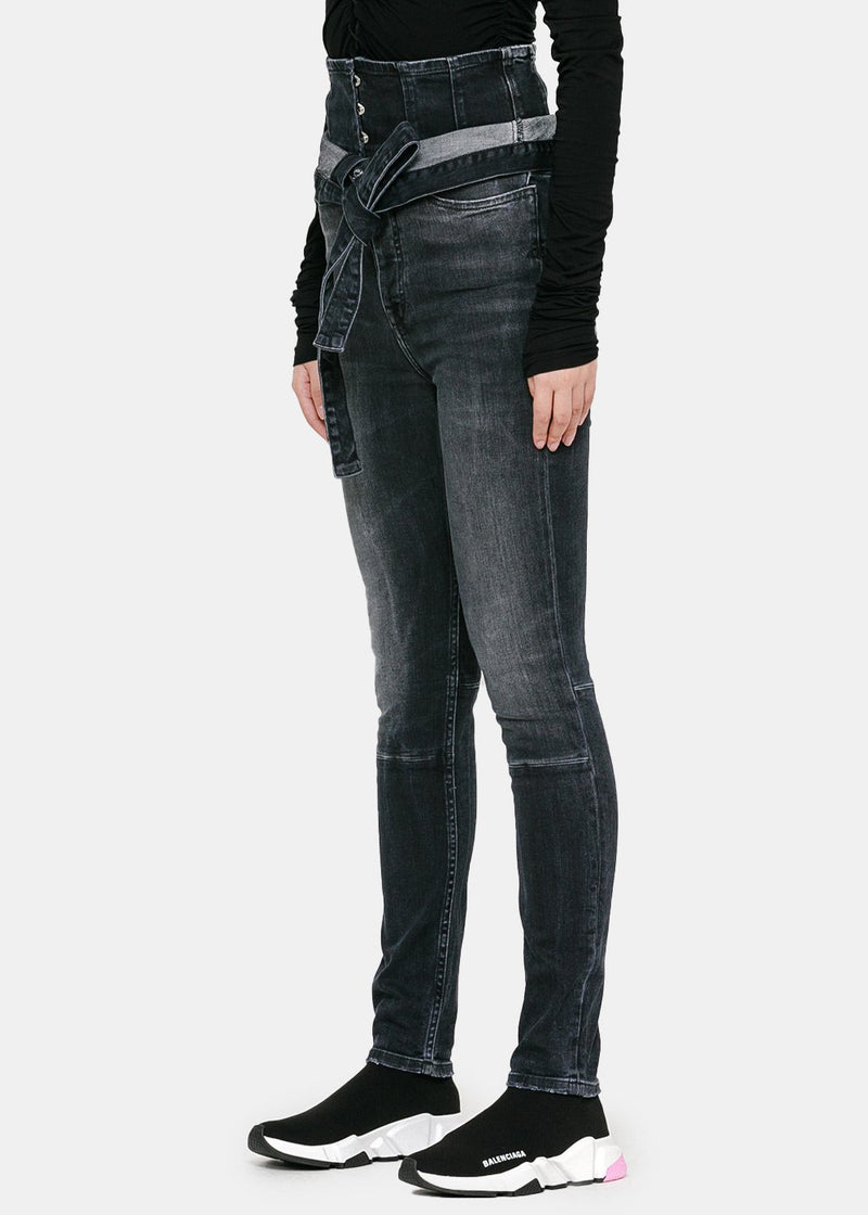 Unravel Project Washed Black Skinny Corset Jeans - NOBLEMARS