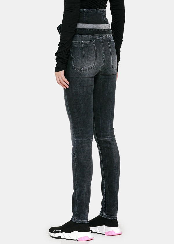 Unravel Project Washed Black Skinny Corset Jeans - NOBLEMARS