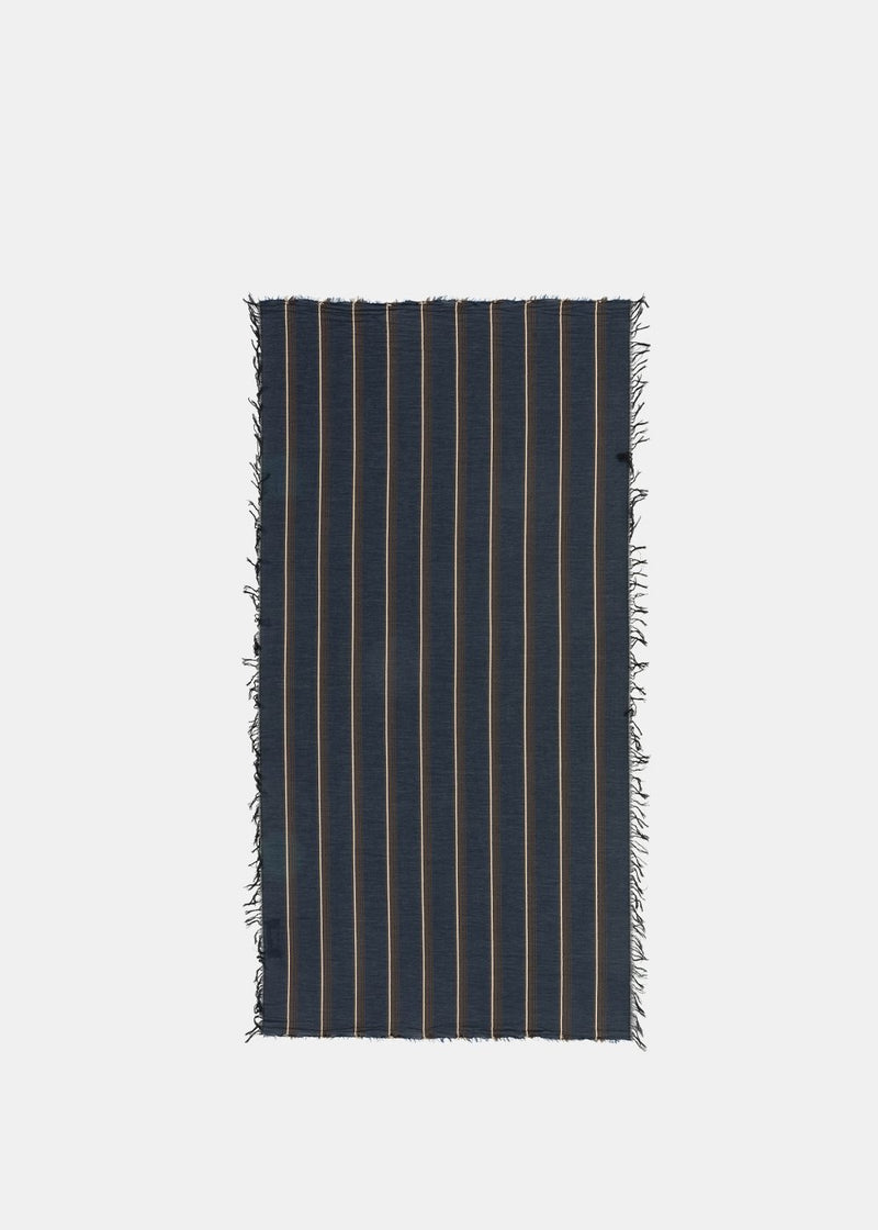 Uma Wang Blue & Brown Striped Scarf - NOBLEMARS