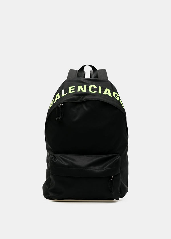 Balenciaga Black Logo Embroidery Wheel Backpack - NOBLEMARS