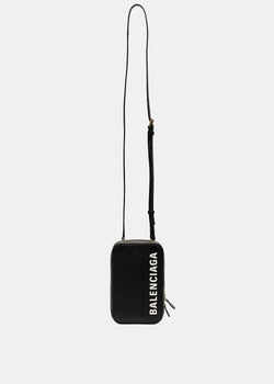 Balenciaga Black Logo Print Phone Bag - NOBLEMARS