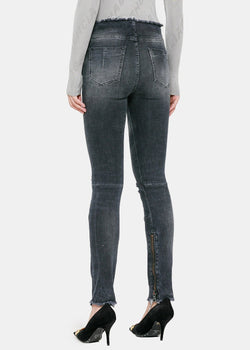 Unravel Project Washed Grey Skinny Lace-Up Jeans - NOBLEMARS