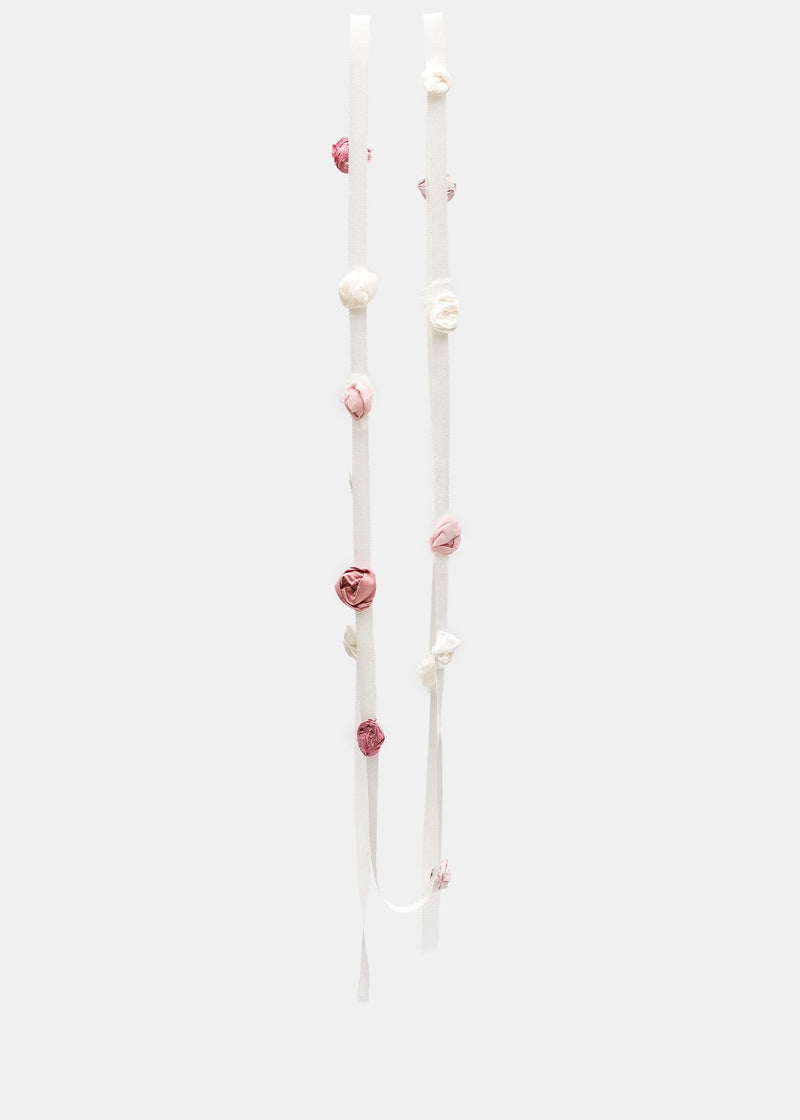 Elena Dawson White & Pink Rose Flower Belt - NOBLEMARS