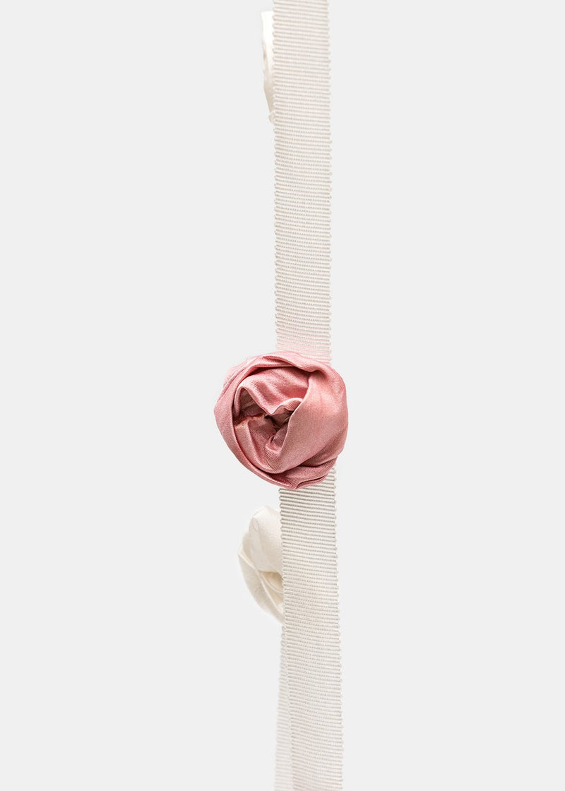 Elena Dawson White & Pink Rose Flower Belt - NOBLEMARS