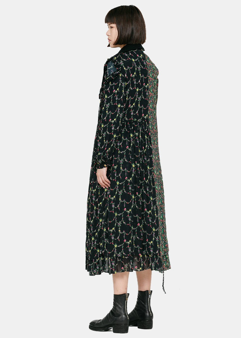 Junya Watanabe Black & Floral Reversible Dress Coat - NOBLEMARS