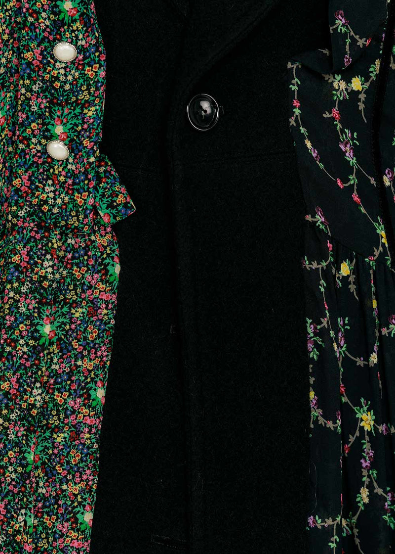 Junya Watanabe Black & Floral Reversible Dress Coat - NOBLEMARS