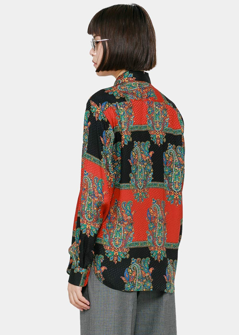 Junya Watanabe Black & Red Print Silk Shirt - NOBLEMARS