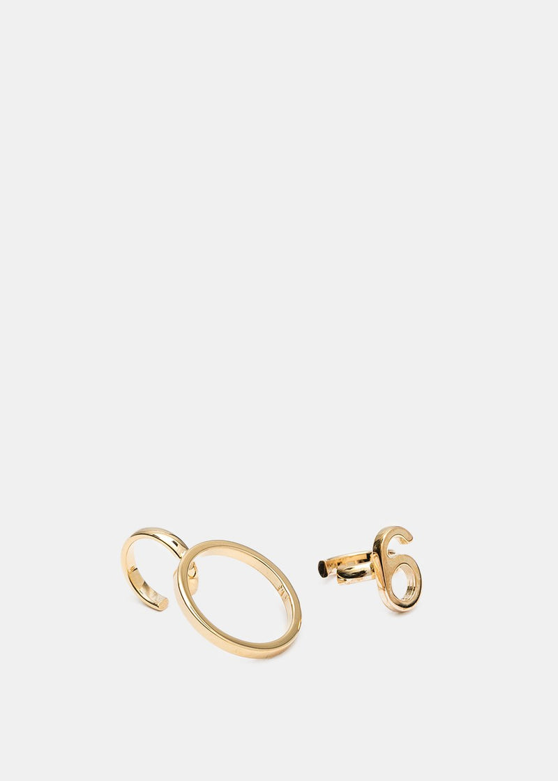 MM6 Maison Margiela Gold Asymmetric Logo Ear Cuffs - NOBLEMARS