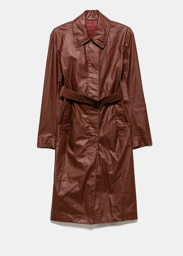 Lemaire Burgundy Fitted Trench Coat - NOBLEMARS