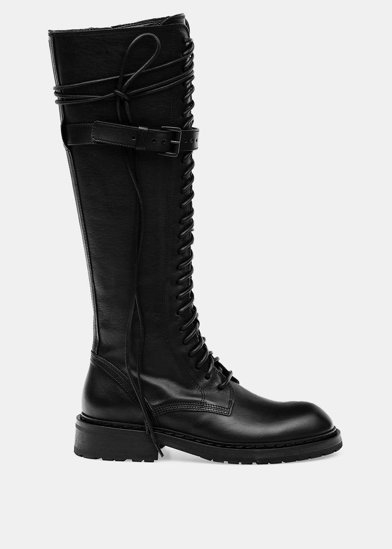 Ann Demeulemeester Black Santiago Lace-Up Boots - NOBLEMARS