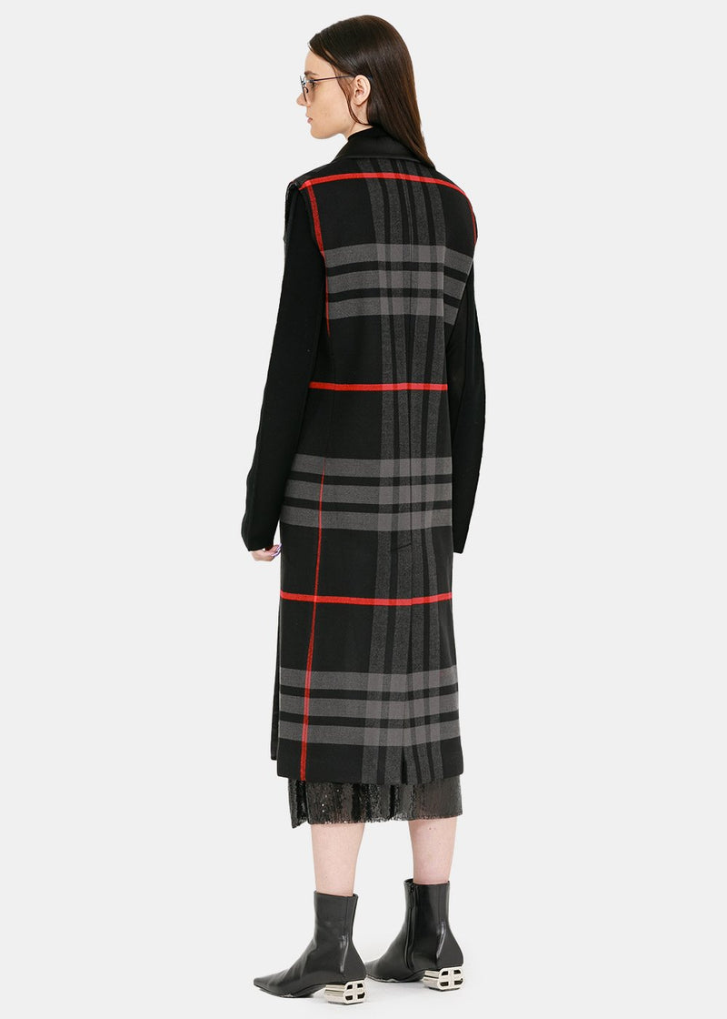 Yang Li Black & Red Oversized Sleeveless Coat - NOBLEMARS