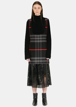 Yang Li Black & Red Check Suspender Skirt - NOBLEMARS