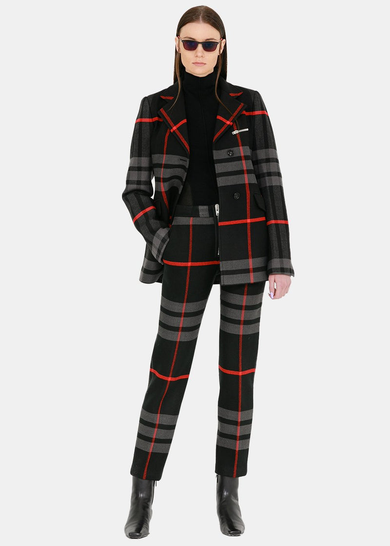 Yang Li Black & Grey & Red Check Tailored Jacket - NOBLEMARS