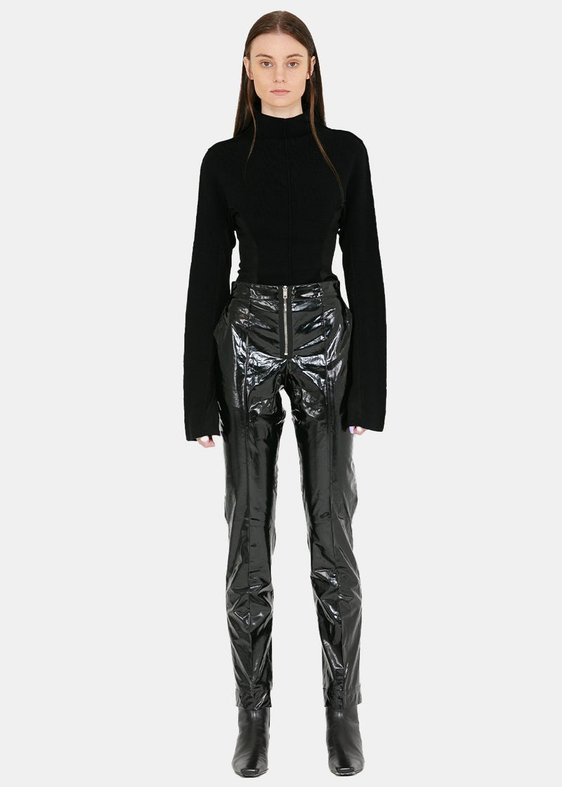 Yang Li Black Leather Slim Pants - NOBLEMARS