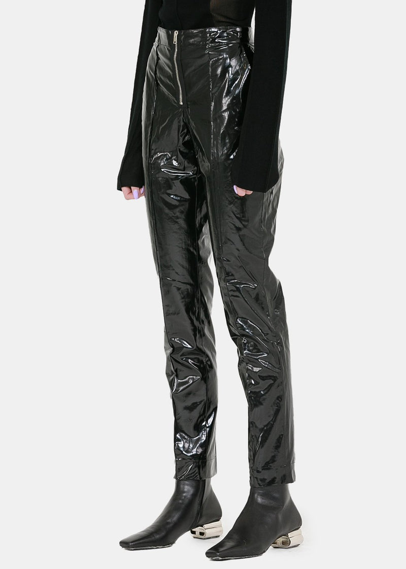 Yang Li Black Leather Slim Pants - NOBLEMARS
