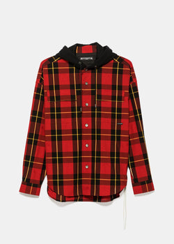 mastermind WORLD Red & Black Plaid Hooded Shirt - NOBLEMARS