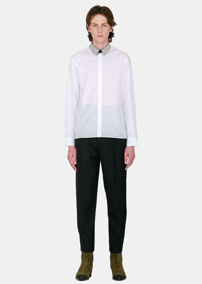 Haider Ackermann White Classic Embroidered Crystal Shirt - NOBLEMARS