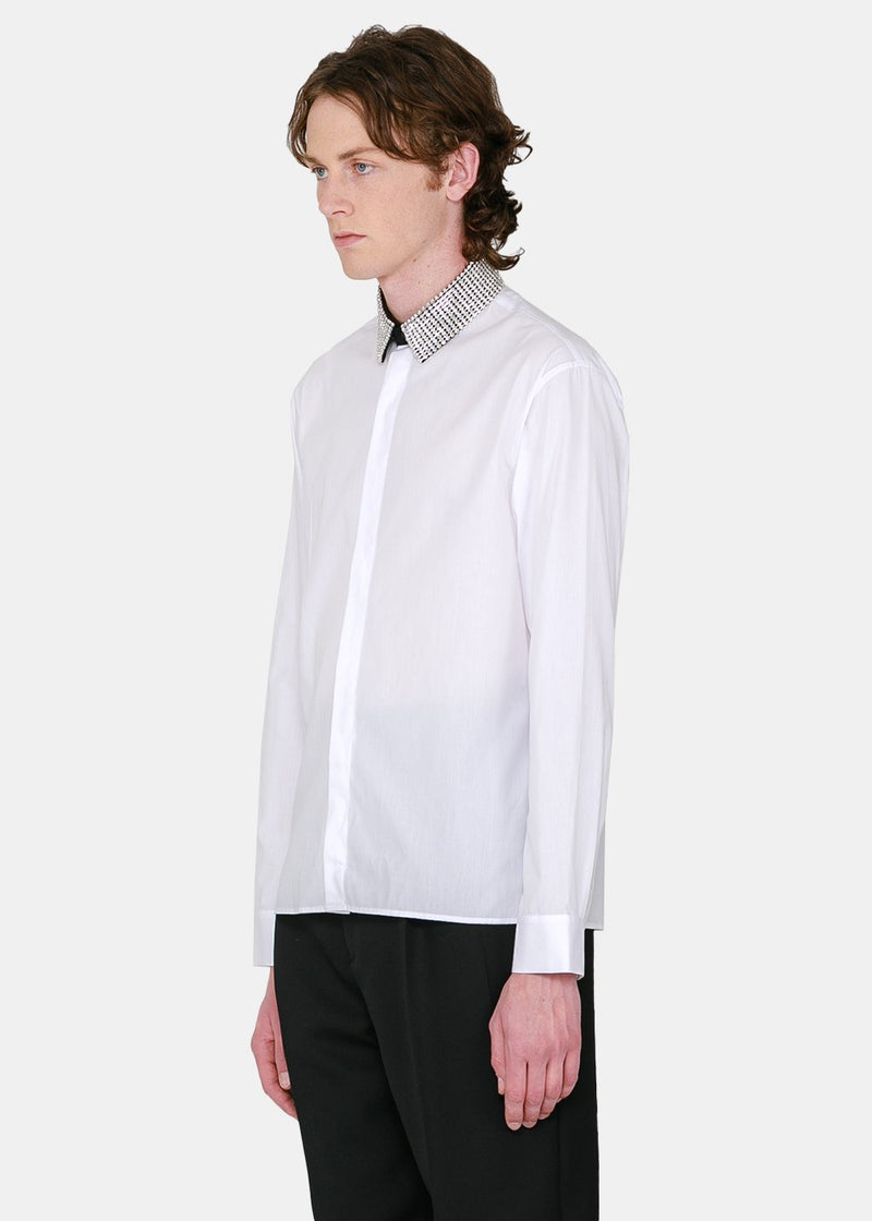 Haider Ackermann White Classic Embroidered Crystal Shirt - NOBLEMARS