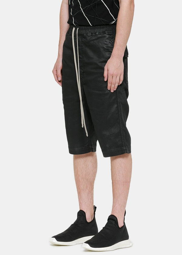 Rick Owens Drkshdw Black Waxed Astaire Pod Shorts - NOBLEMARS